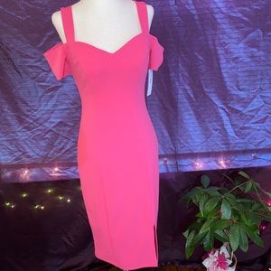 Pink off the shoulder midi dress